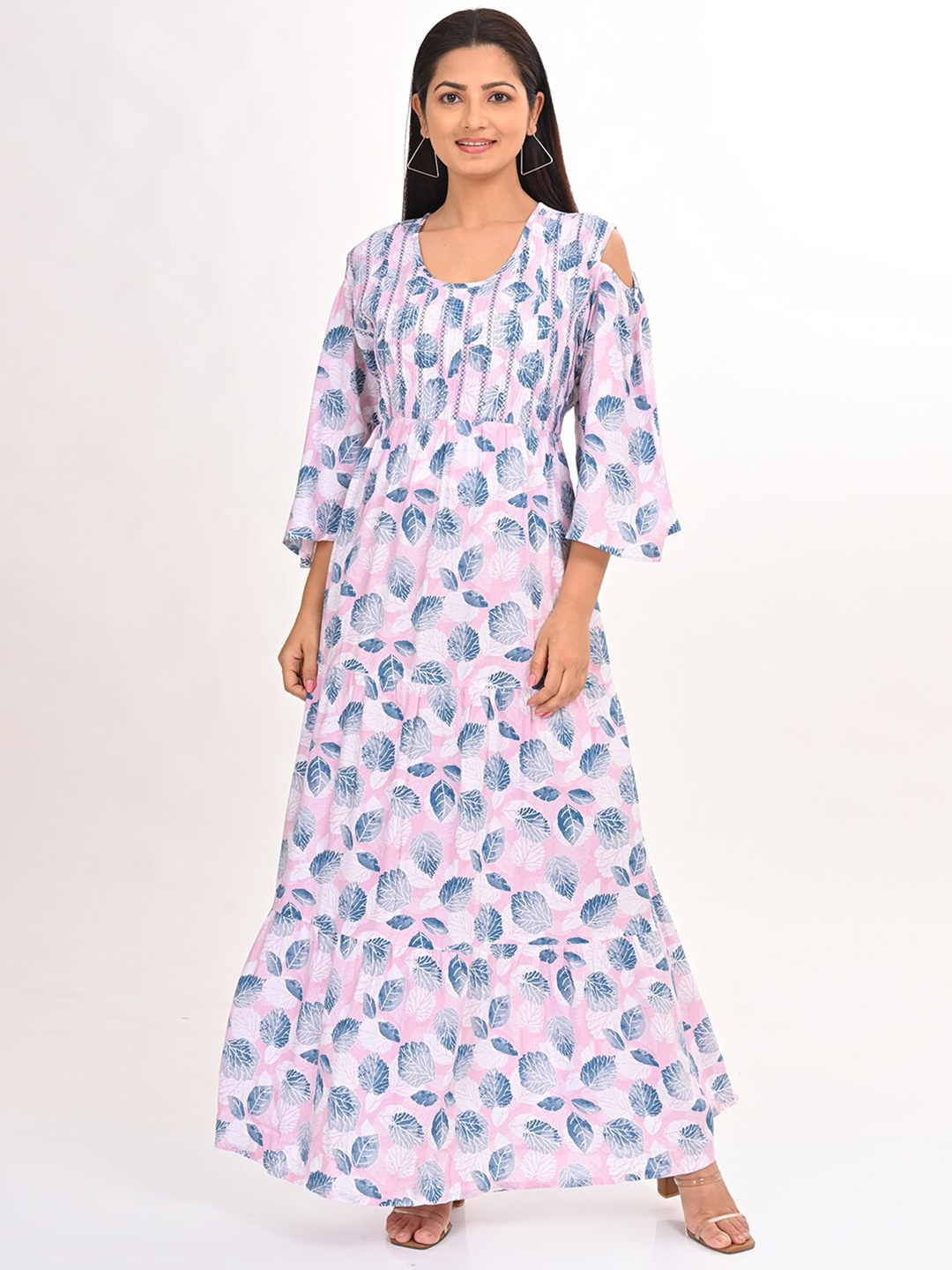 

GOLDSTROMS Women Printed A-Line Maxi Dress, Pink