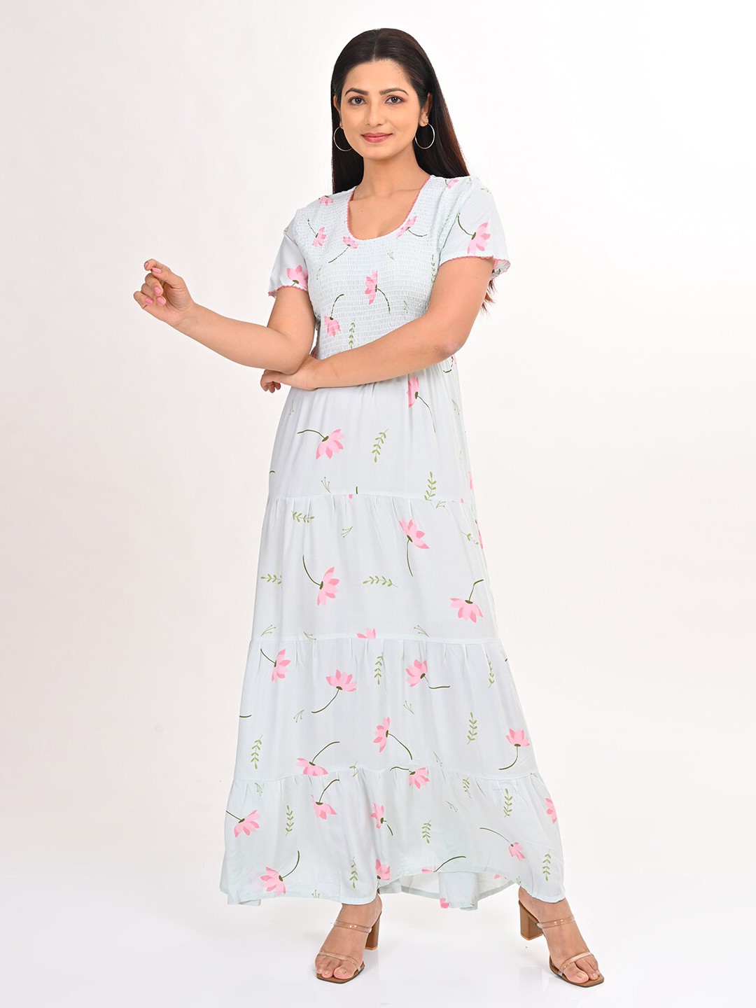 

GOLDSTROMS Printed Flared Maxi Dress, Blue
