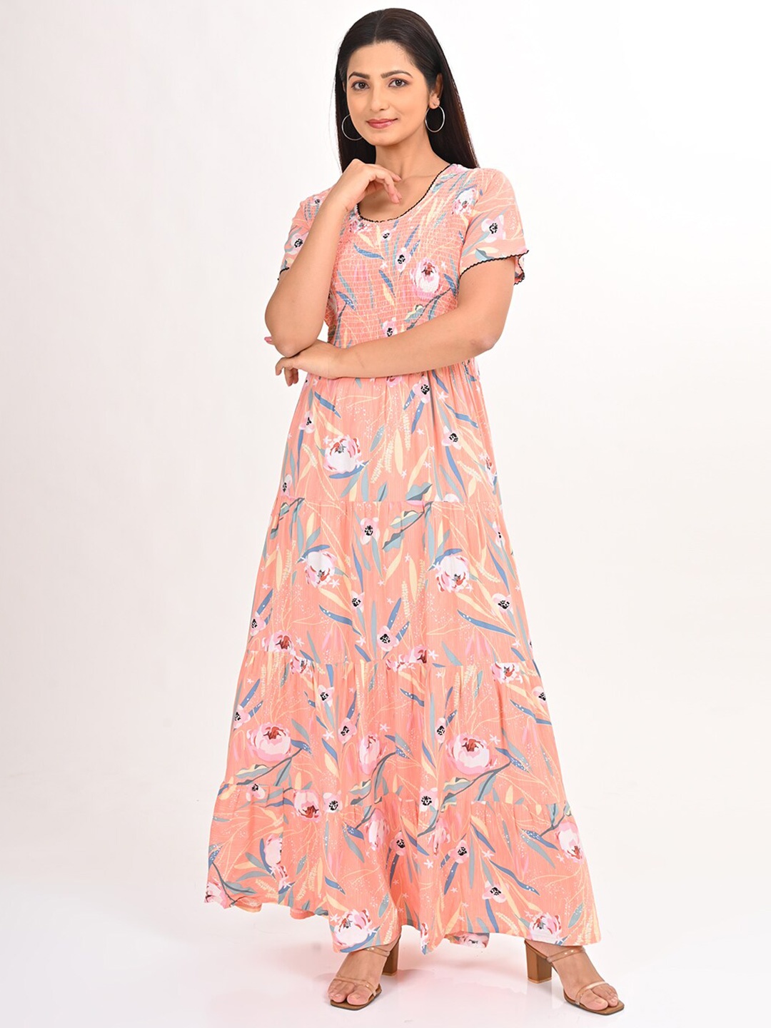 

GOLDSTROMS Printed Maxi Ethnic Dress, Peach