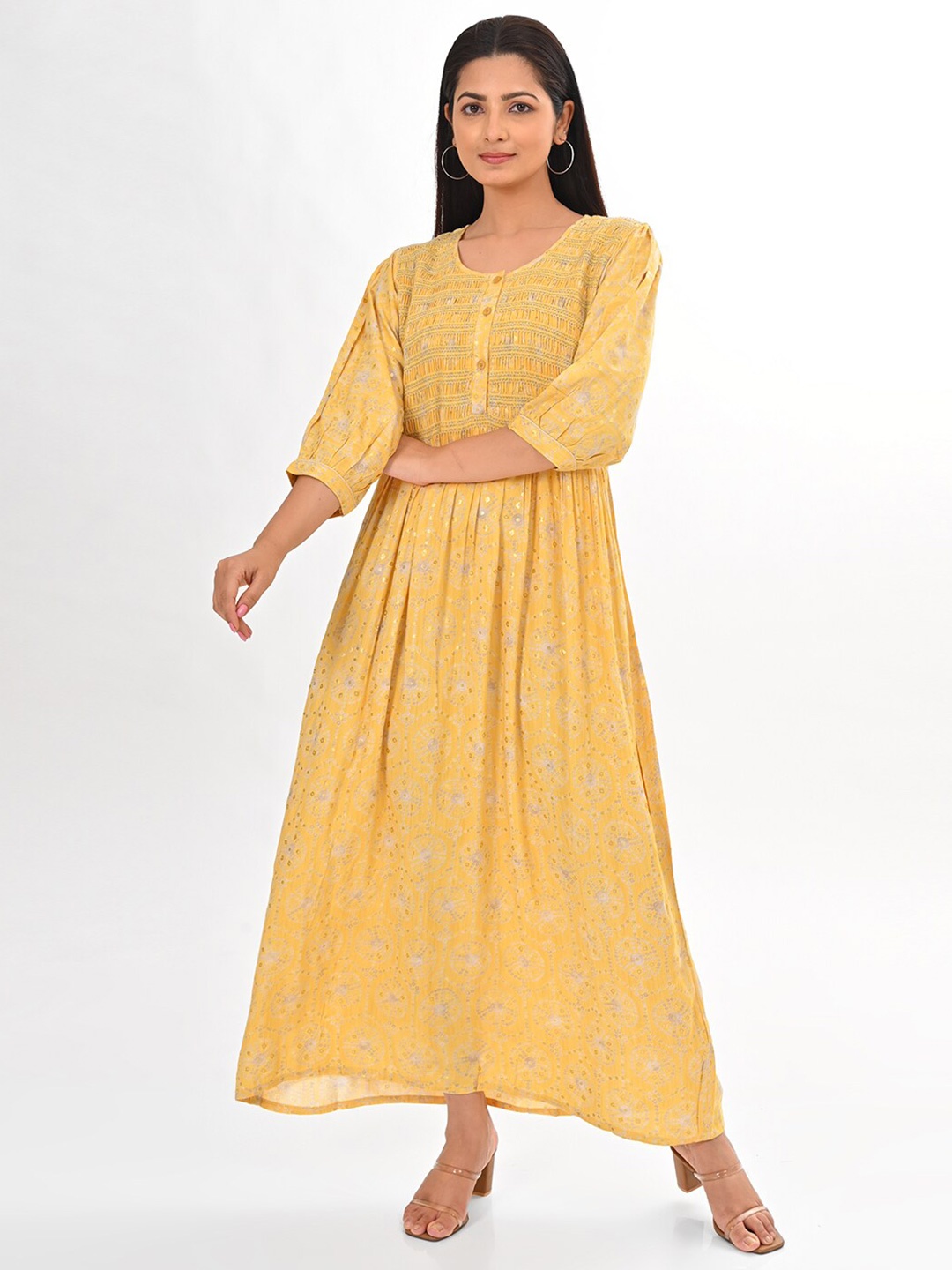 

GOLDSTROMS Printed Maxi Ethnic Dress, Yellow