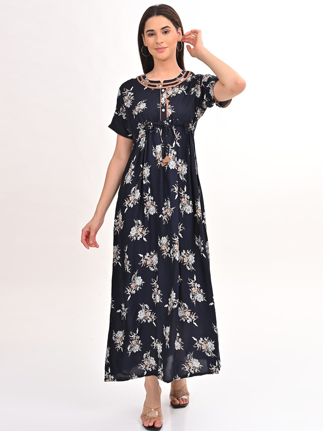 

GOLDSTROMS Printed Maxi Ethnic Dress, Navy blue