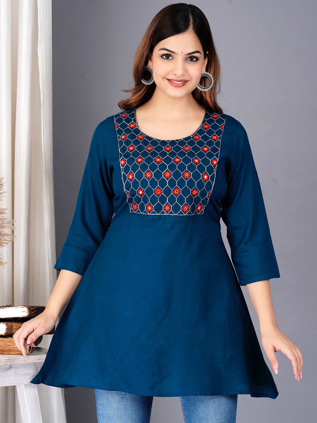 

Light Daisy Women Embellished A-line Top, Blue