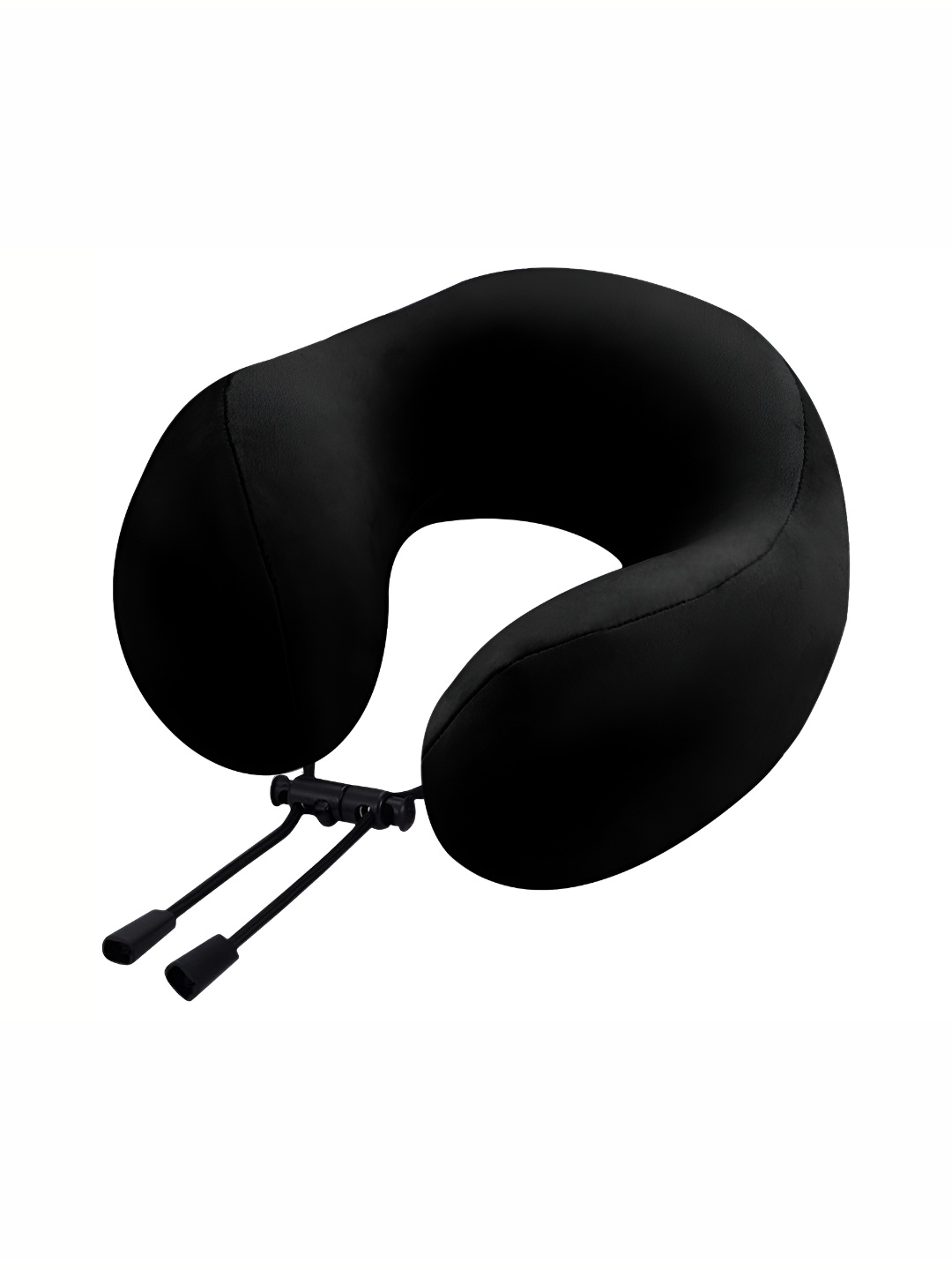 

BILLEBON Black Memory Foam Filled Faux Velvet Breathable Travel Pillow