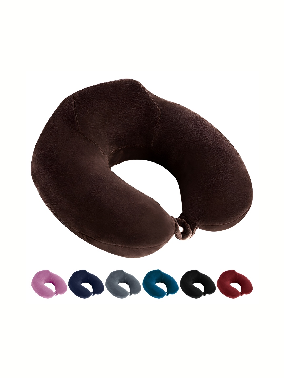 

BILLEBON Brown Memory Foam Filled Faux Velvet Breathable Travel Pillow