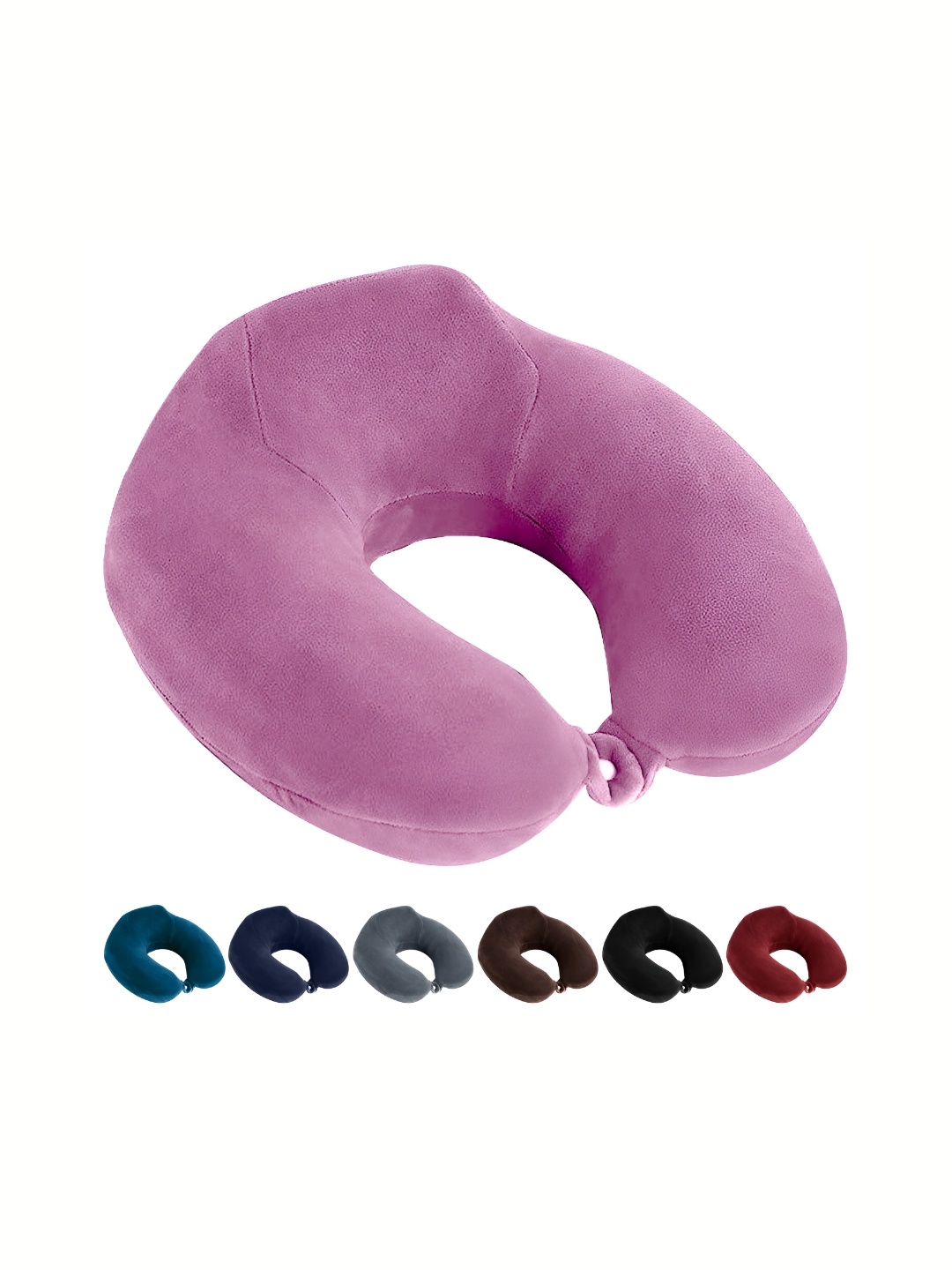 

BILLEBON Pink Memory Foam Filled Faux Velvet Breathable Travel Pillow