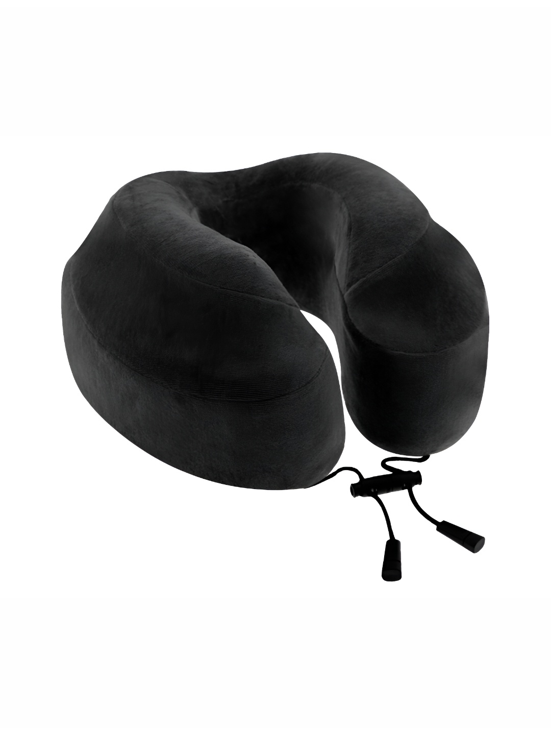 

BILLEBON Black Memory Foam Filled Faux Velvet Breathable Travel Pillow