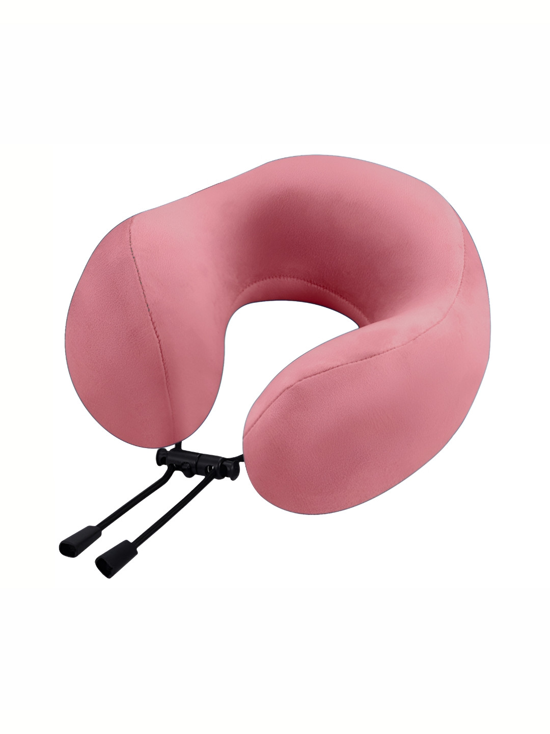 

BILLEBON Pink Memory Foam Filled Faux Velvet Breathable Travel Pillow