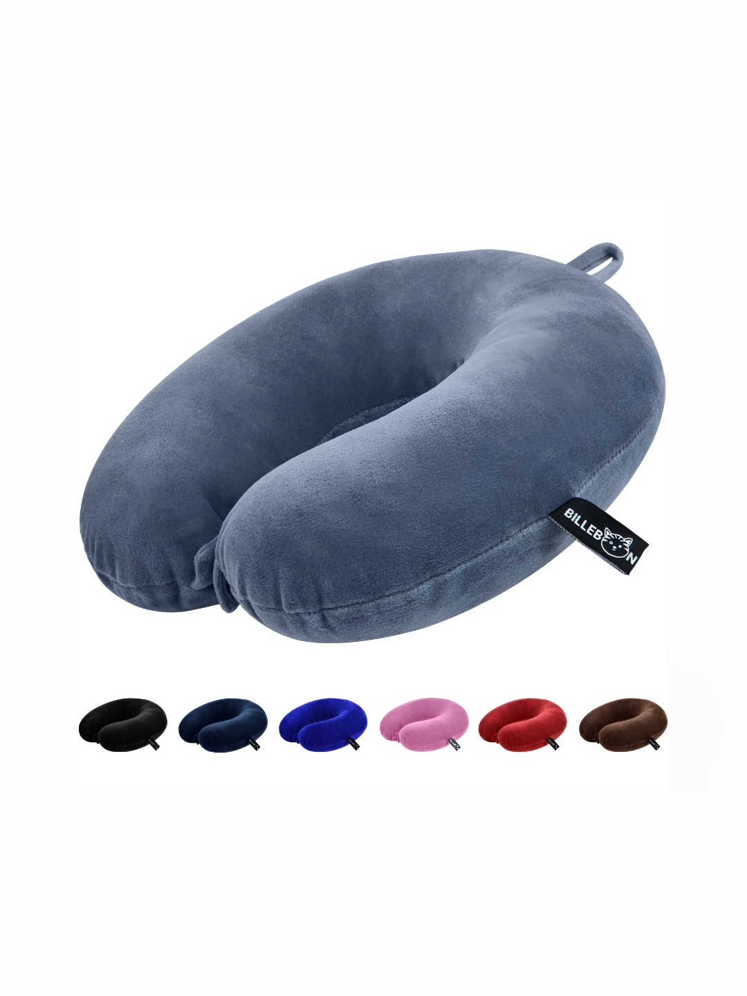 

BILLEBON Grey Faux Velvet Breathable Travel Neck Pillow