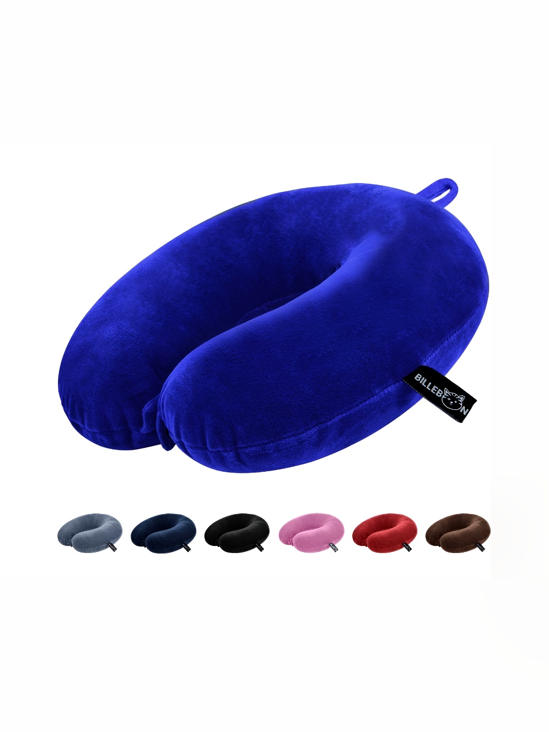 

BILLEBON Blue Faux Velvet Breathable Travel Neck Pillow