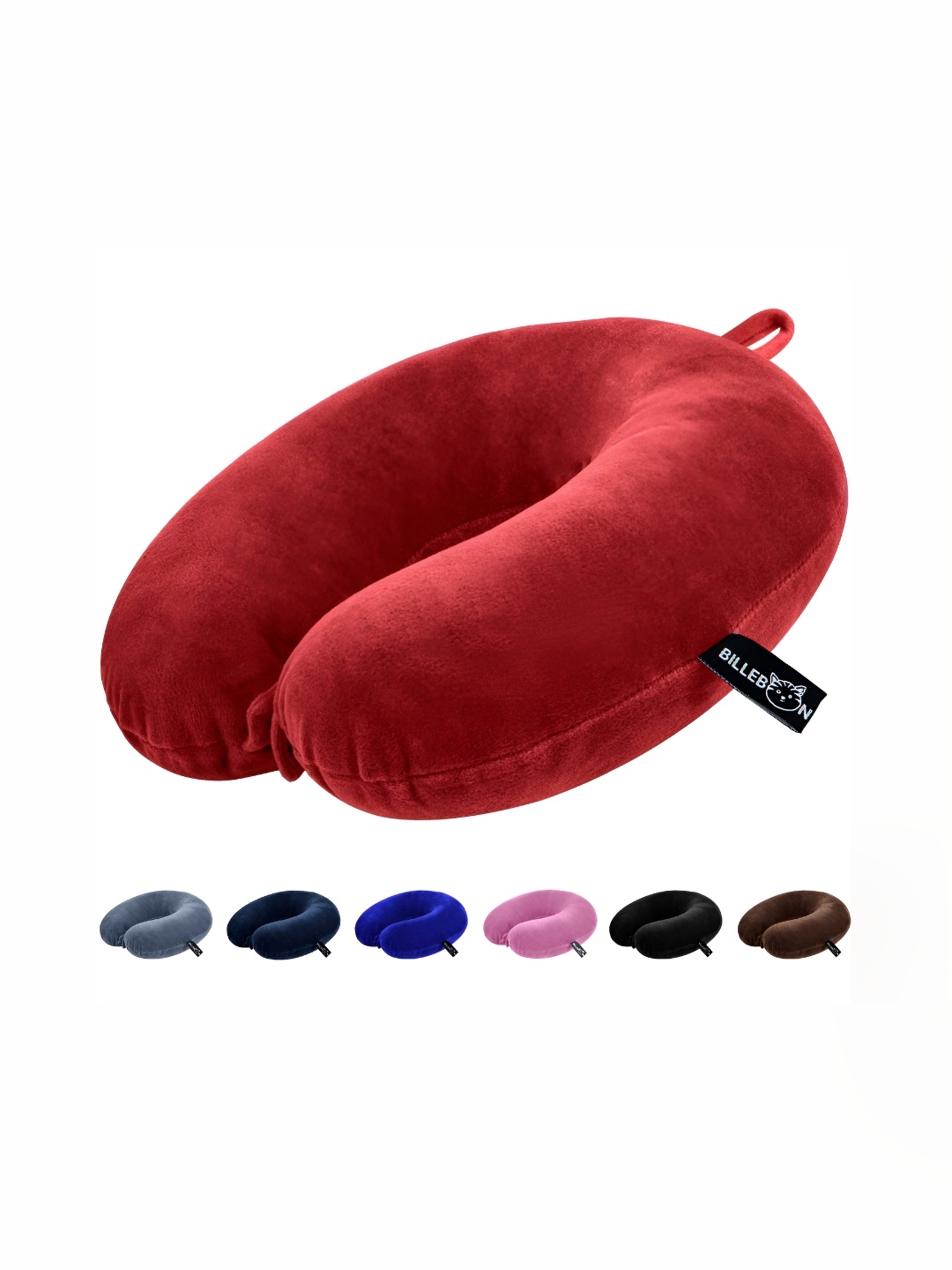 

BILLEBON Red Faux Velvet Breathable Travel Pillow