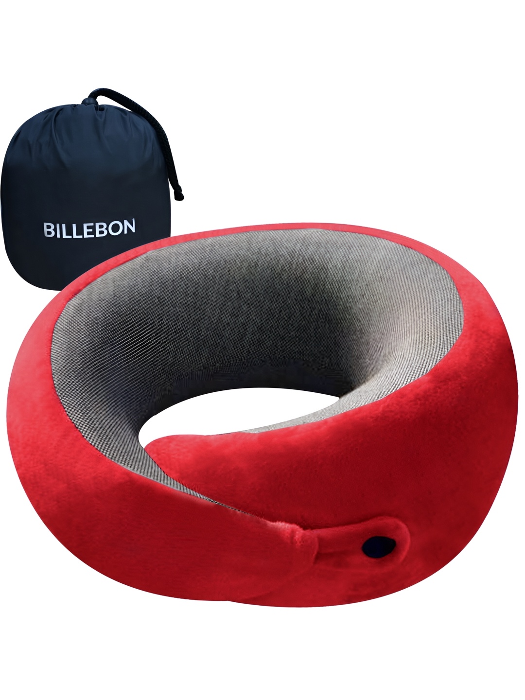 

BILLEBON Red Memory Foam Filled Faux Velvet Breathable Travel Pillow