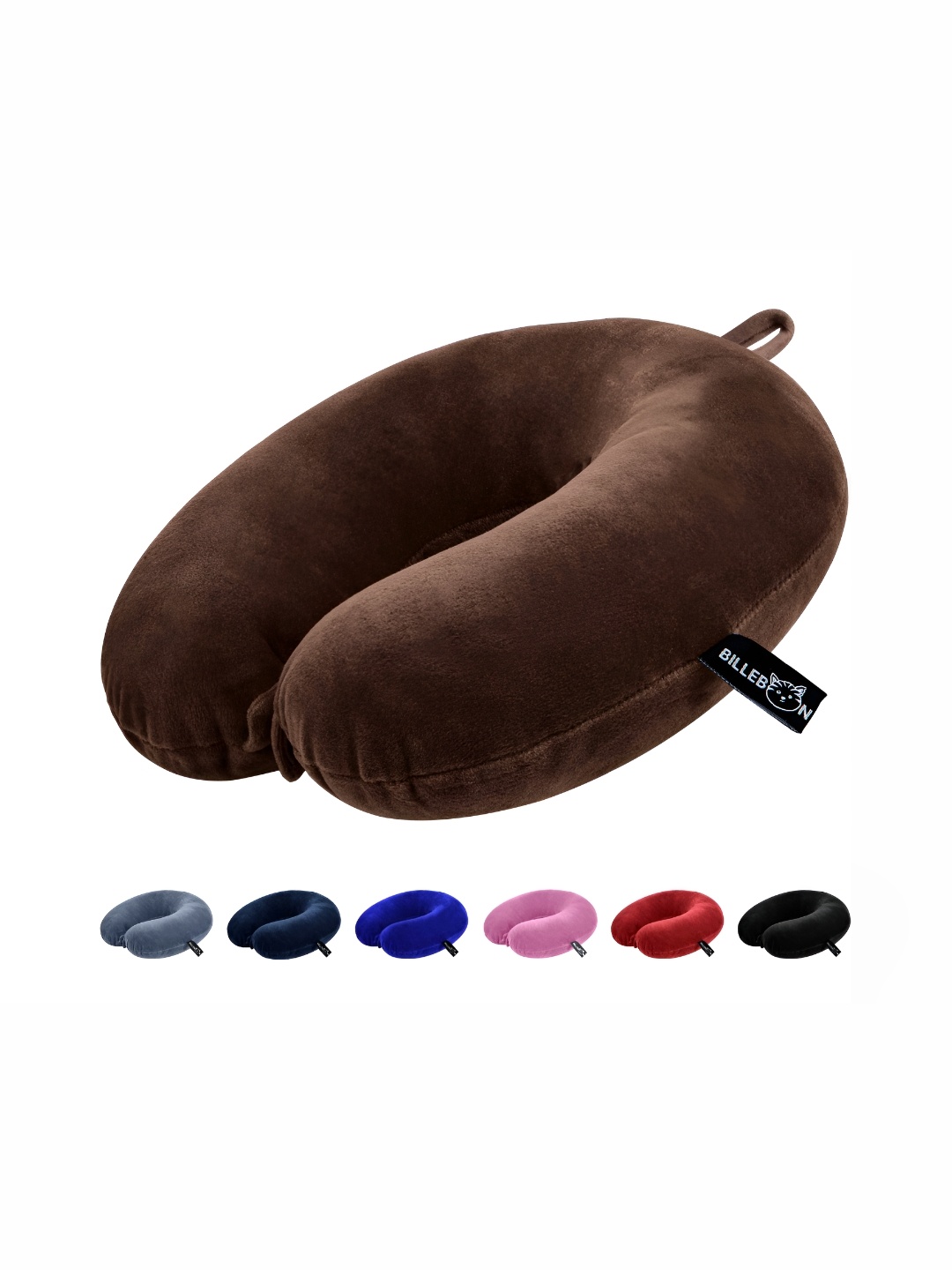 

BILLEBON Brown Faux Velvet Breathable Travel Neck Pillow