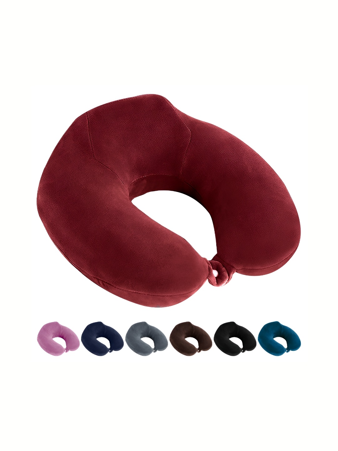 

BILLEBON Red Memory Foam Filled Faux Velvet Breathable Travel Pillow