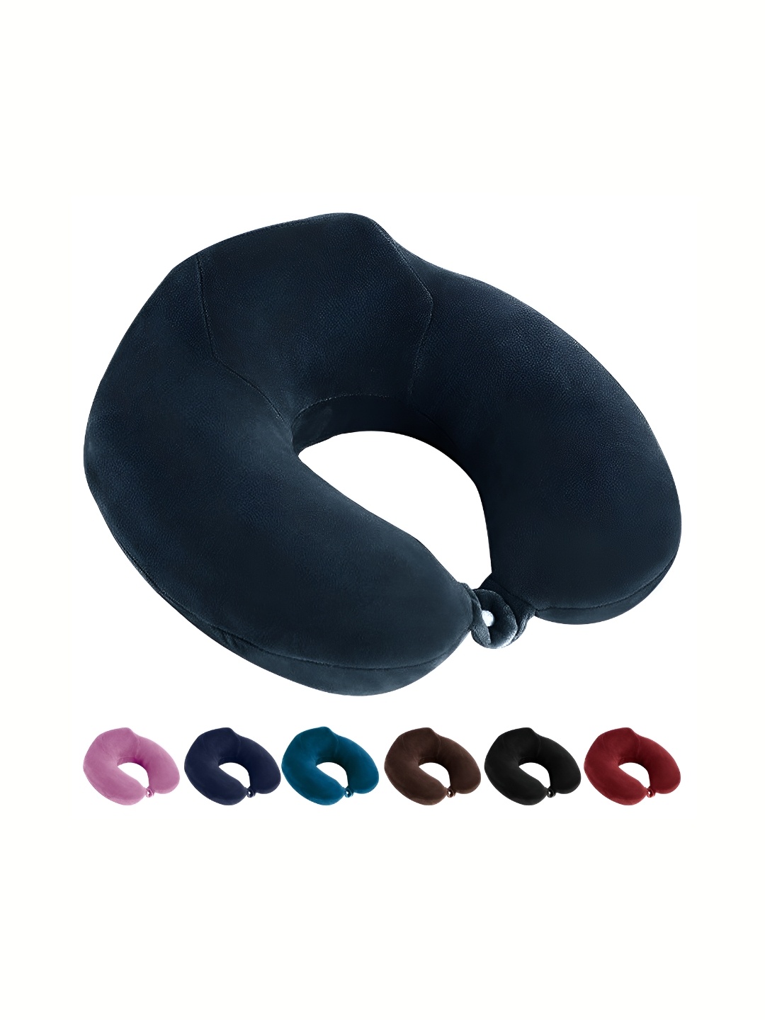 

BILLEBON Grey Melange Memory Foam Filled Faux Velvet Breathable Travel Pillow