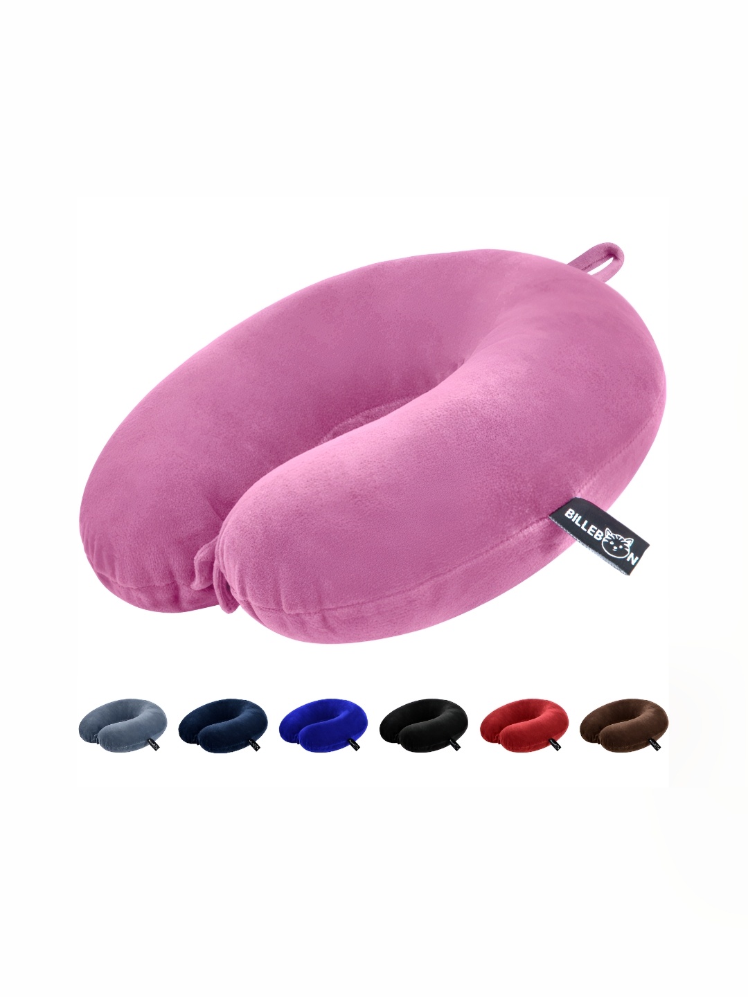 

BILLEBON Pink Faux Velvet Breathable Travel Neck Pillow