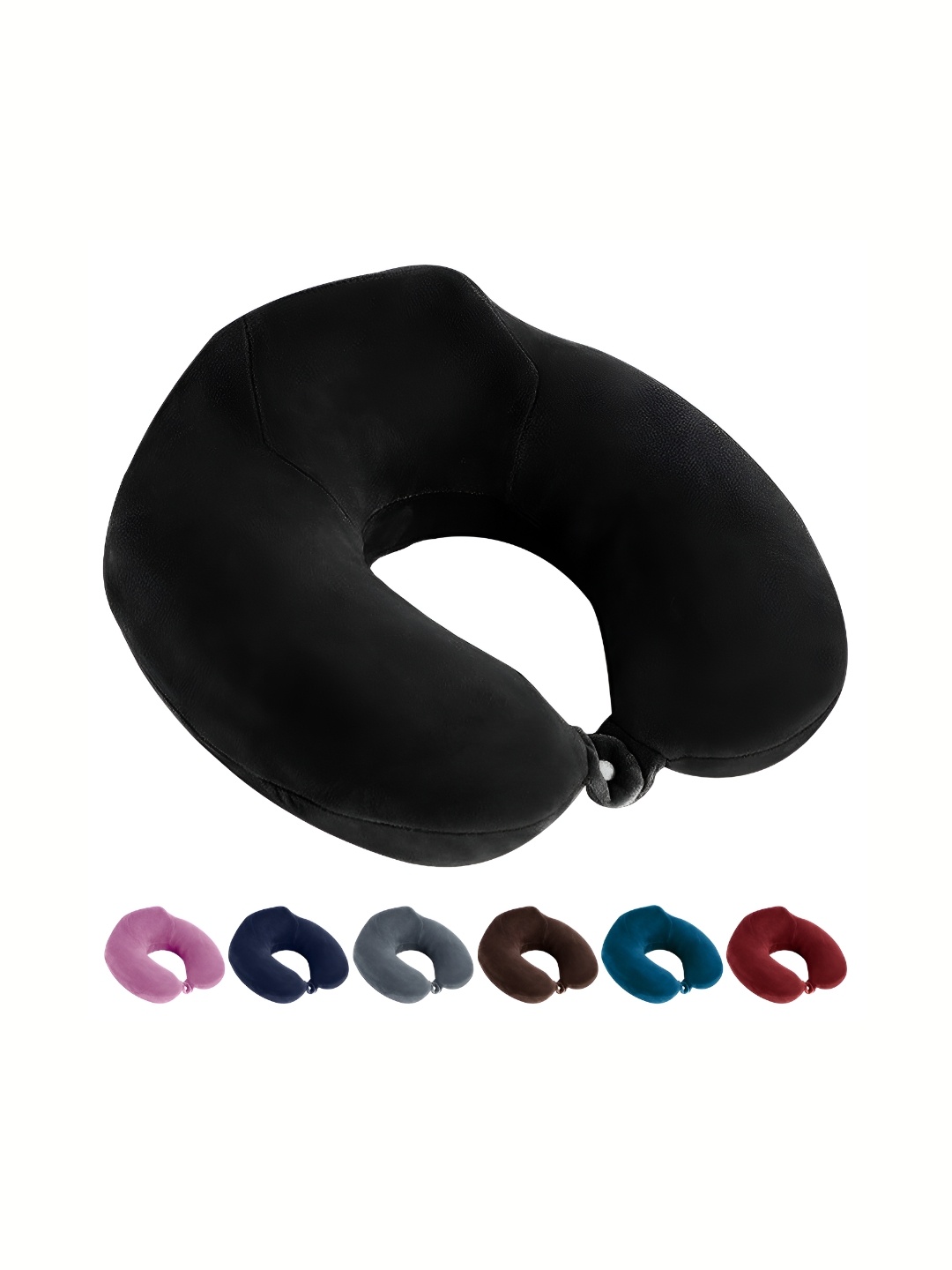 

BILLEBON Black Memory Foam Filled Faux Velvet Breathable Travel Pillow