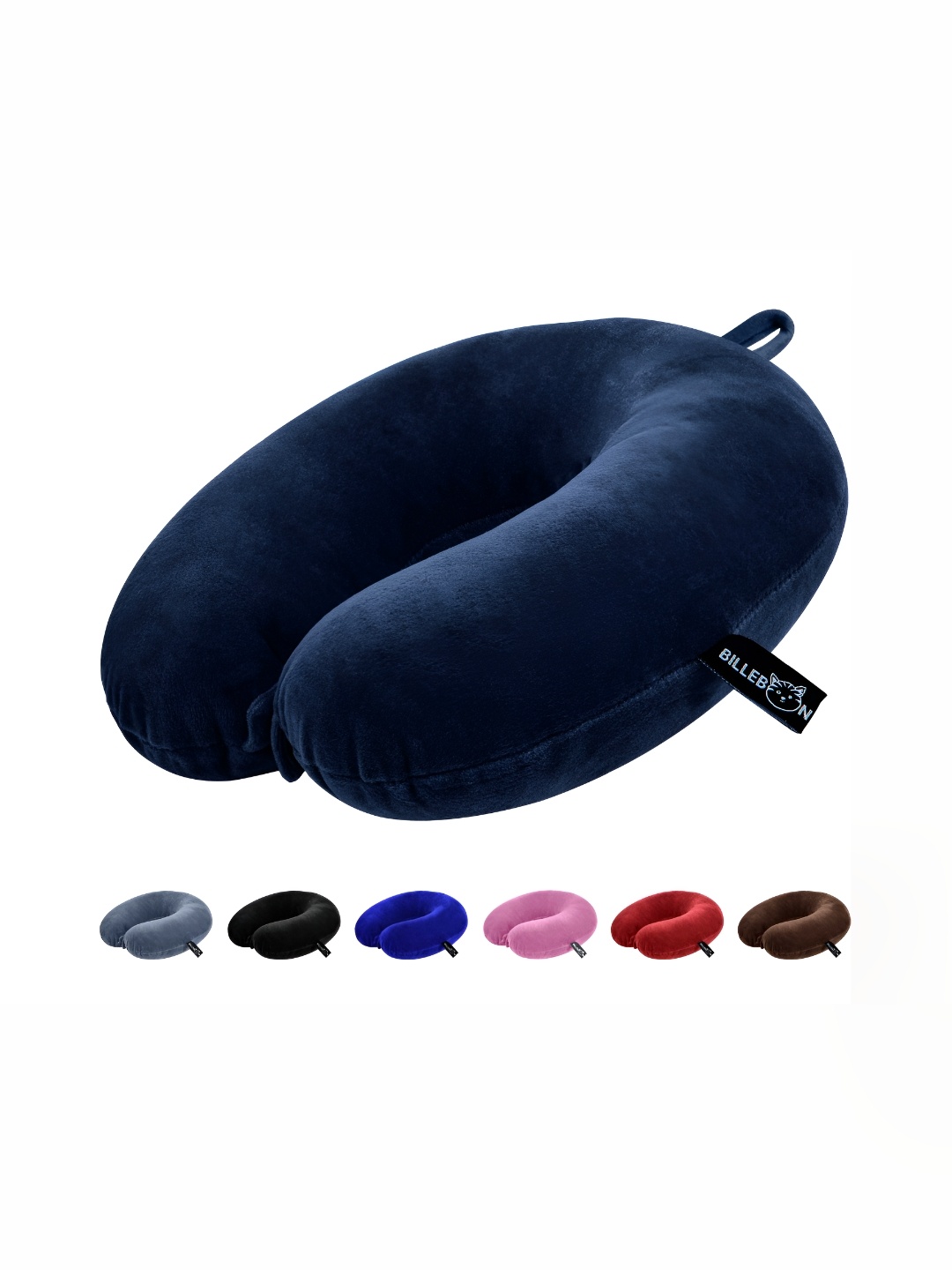 

BILLEBON Navy Blue Faux Velvet Breathable Travel Neck Pillow