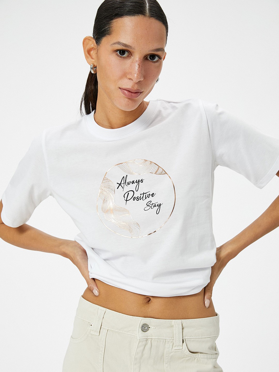 

Koton Women Typography Printed T-shirt, White
