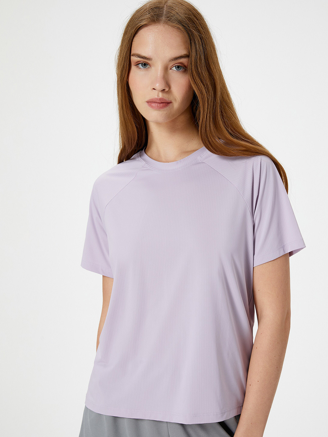 

Koton Women Solid Round Neck Relaxed Fit T-shirt, Purple