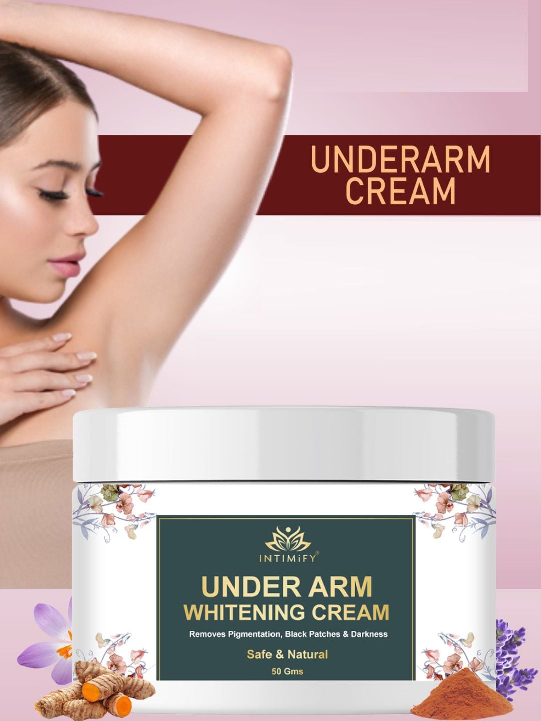 

INTIMIFY Underarm Whitening Cream with Rosemary & Turmeric - 50 g, White