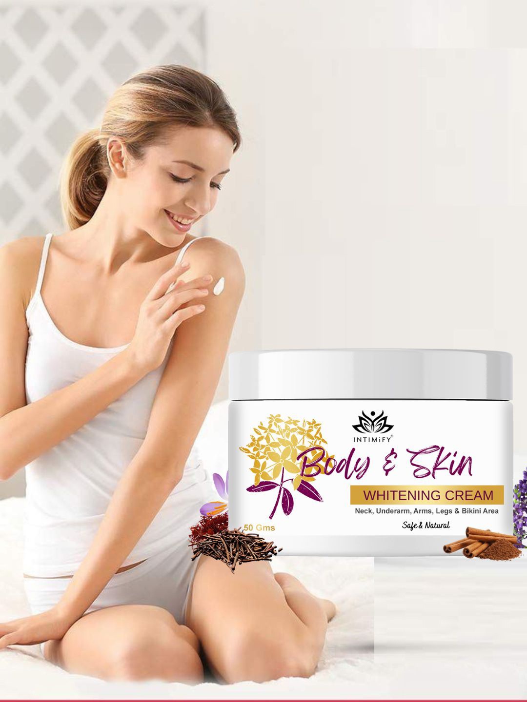 

INTIMIFY Body & Skin Whitening Cream with Manjistha & Mulethi - 50 g, White