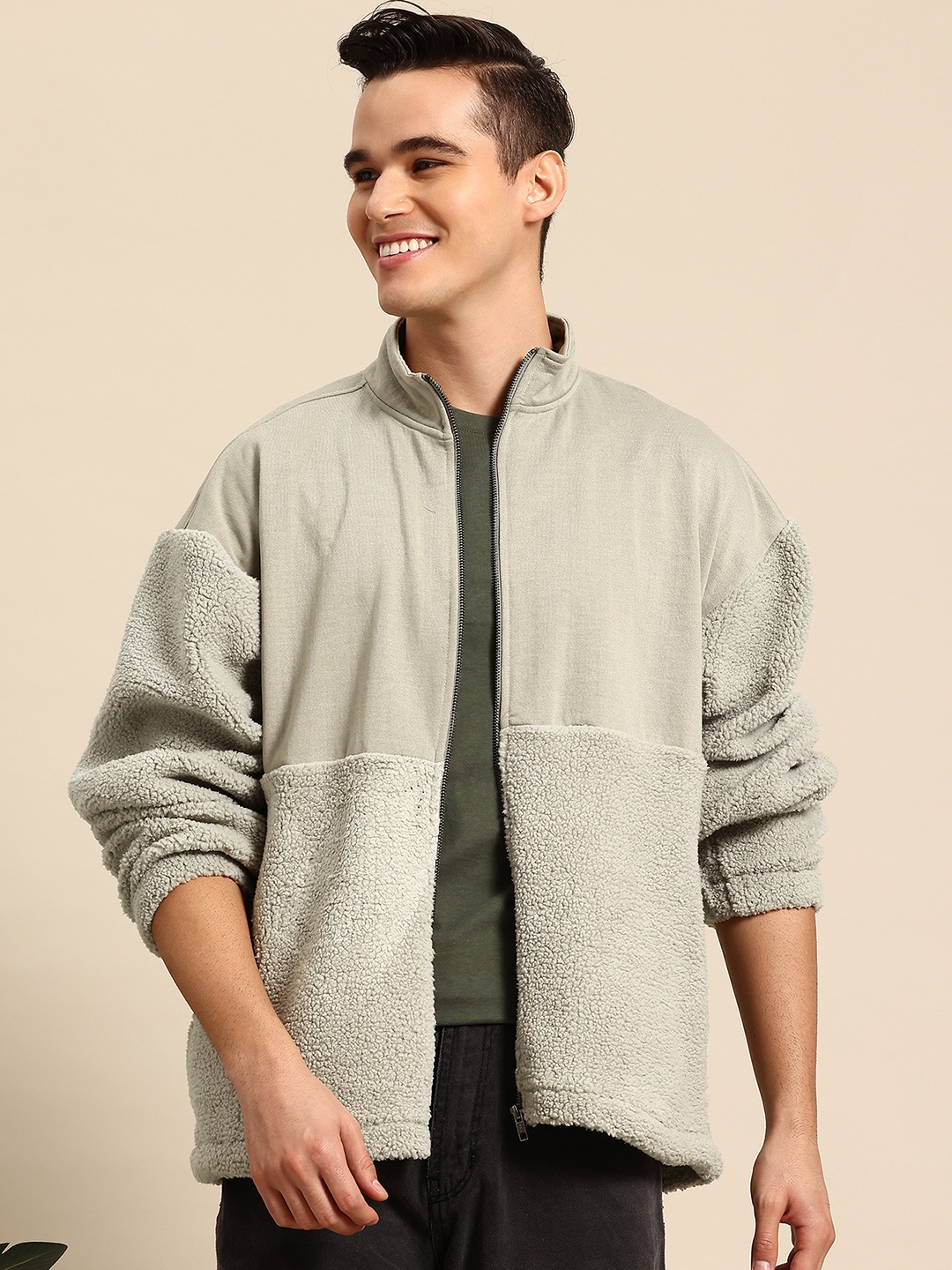 

Mast & Harbour Sherpa Sweatshirt, Taupe
