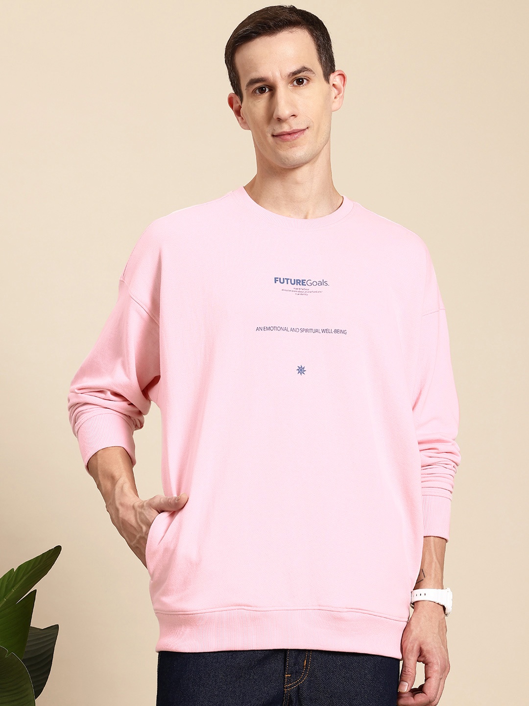 

Mast & Harbour Printed Oversized Sweatshirt, Pink