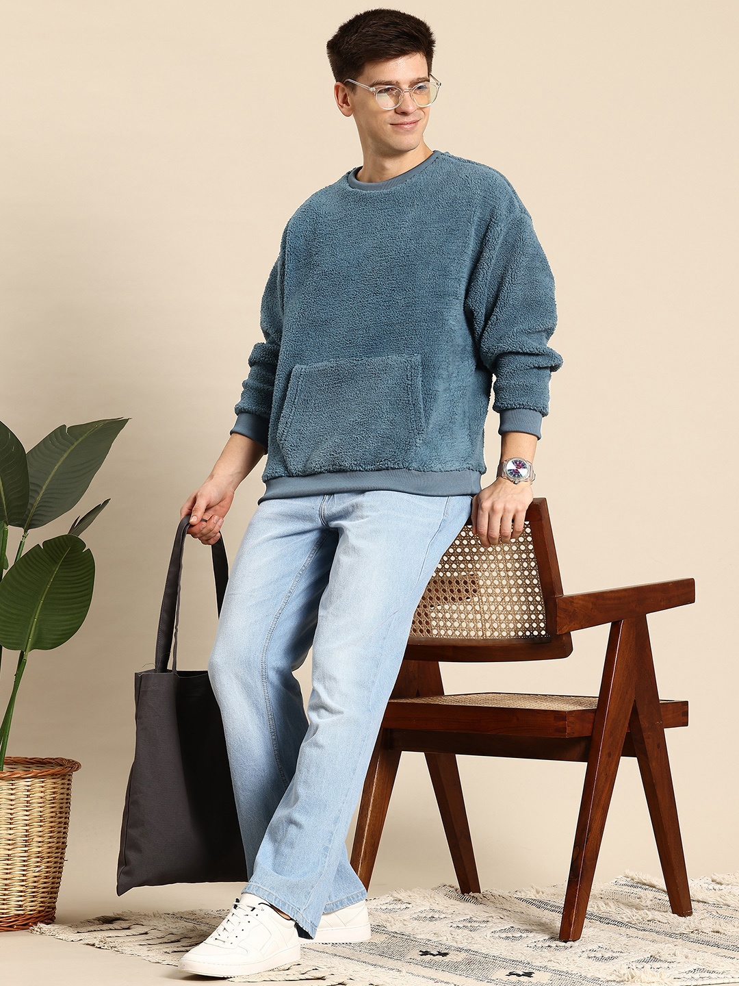 

Mast & Harbour Fleece Sweatshirt, Blue