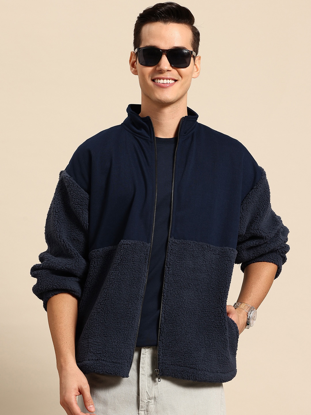 

Mast & Harbour Sherpa Sweatshirt, Navy blue