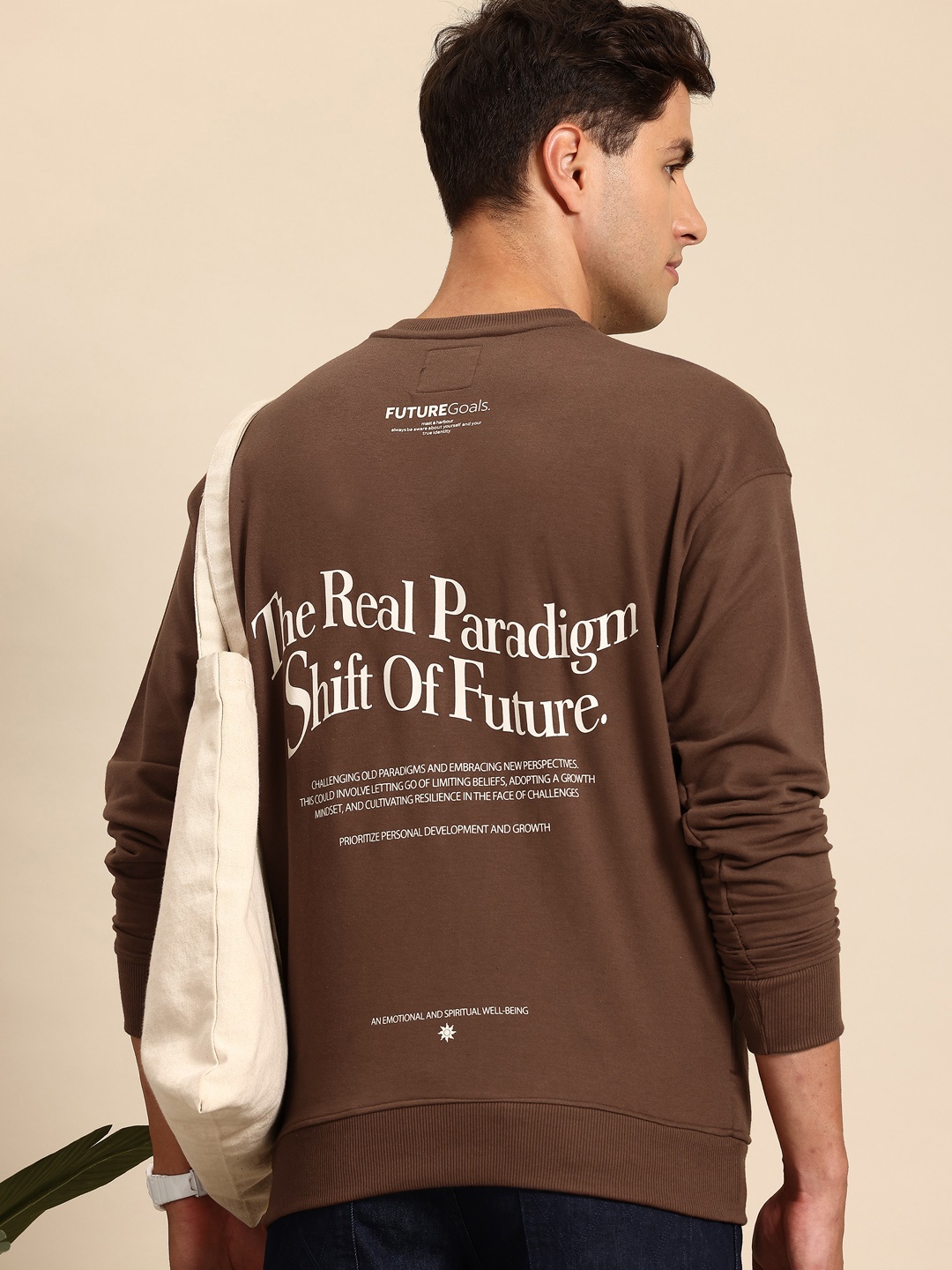 

Mast & Harbour Printed Drop-Shoulder Sweatshirt, Brown