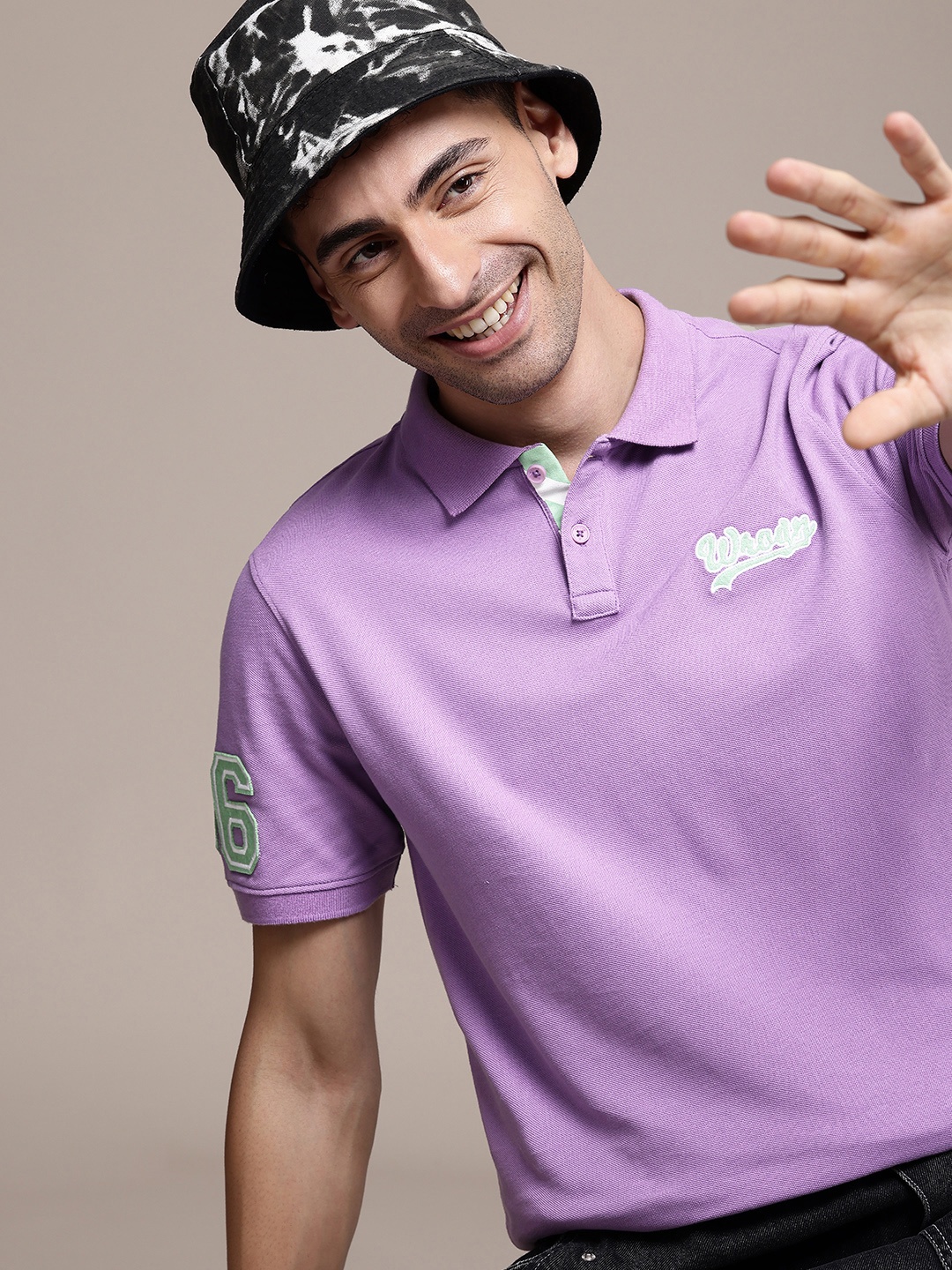 

WROGN Polo Collar Pure Cotton T-shirt, Lavender