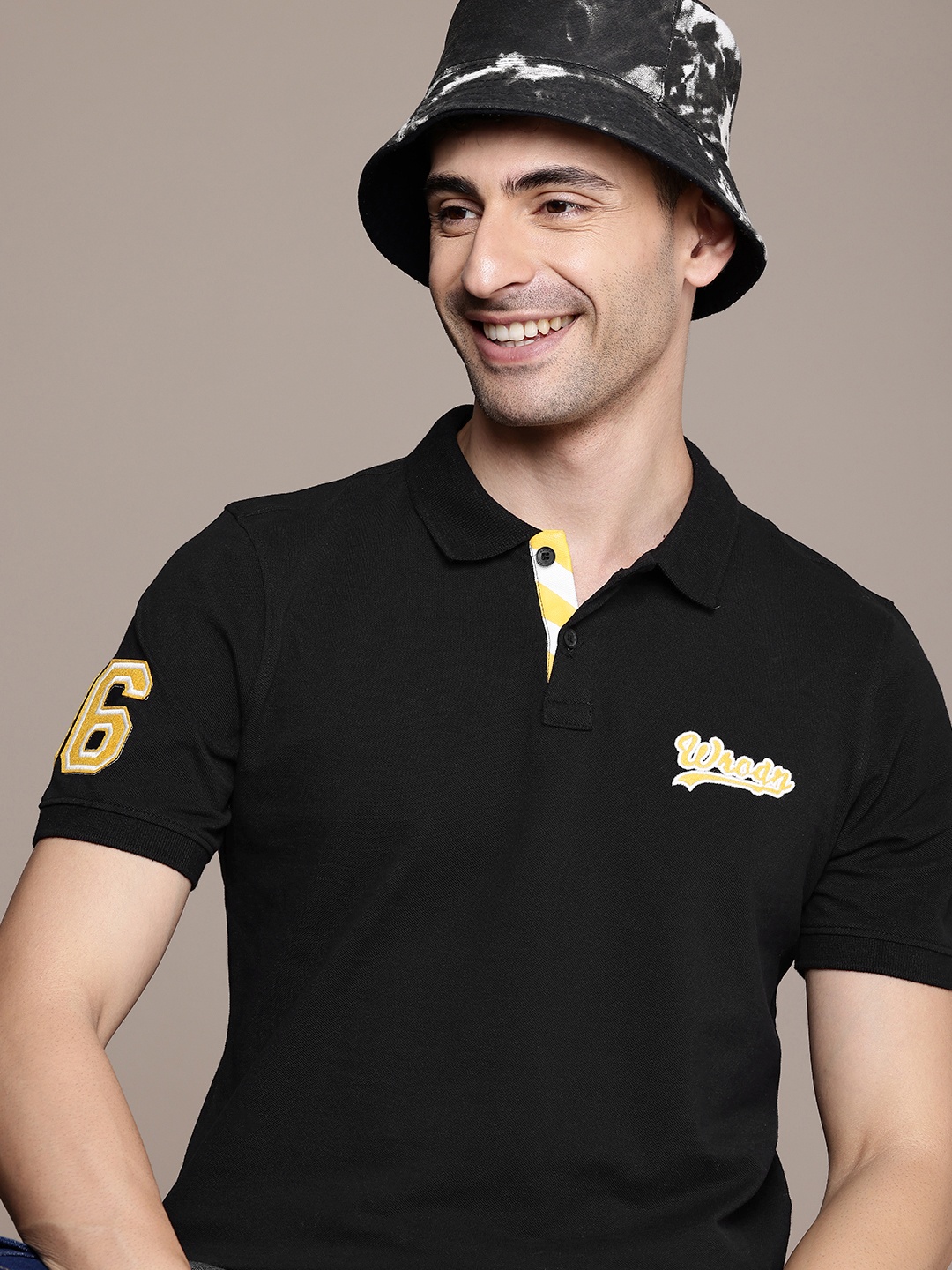 

WROGN Polo Collar Pure Cotton T-shirt, Black