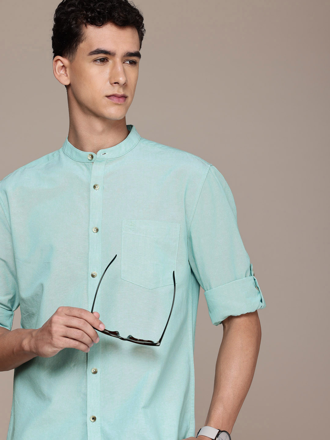 

French Connection Slim Fit Opaque Casual Shirt, Turquoise blue