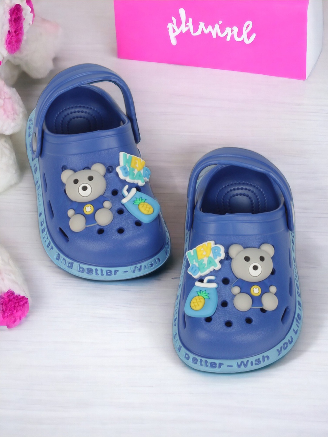 

Lil Lollipop Kids Bear Applique Rubber Anti-Slip Clogs, Navy blue