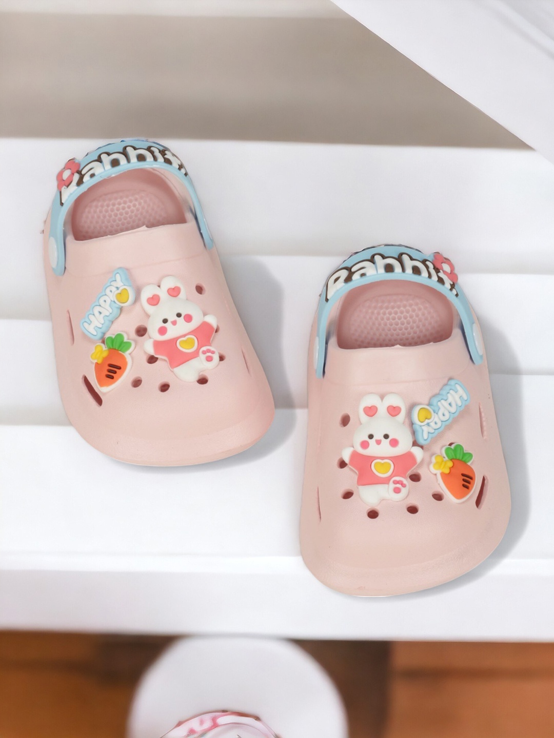 

Lil Lollipop Kids Bear Applique Anti-Slip Clogs, Pink