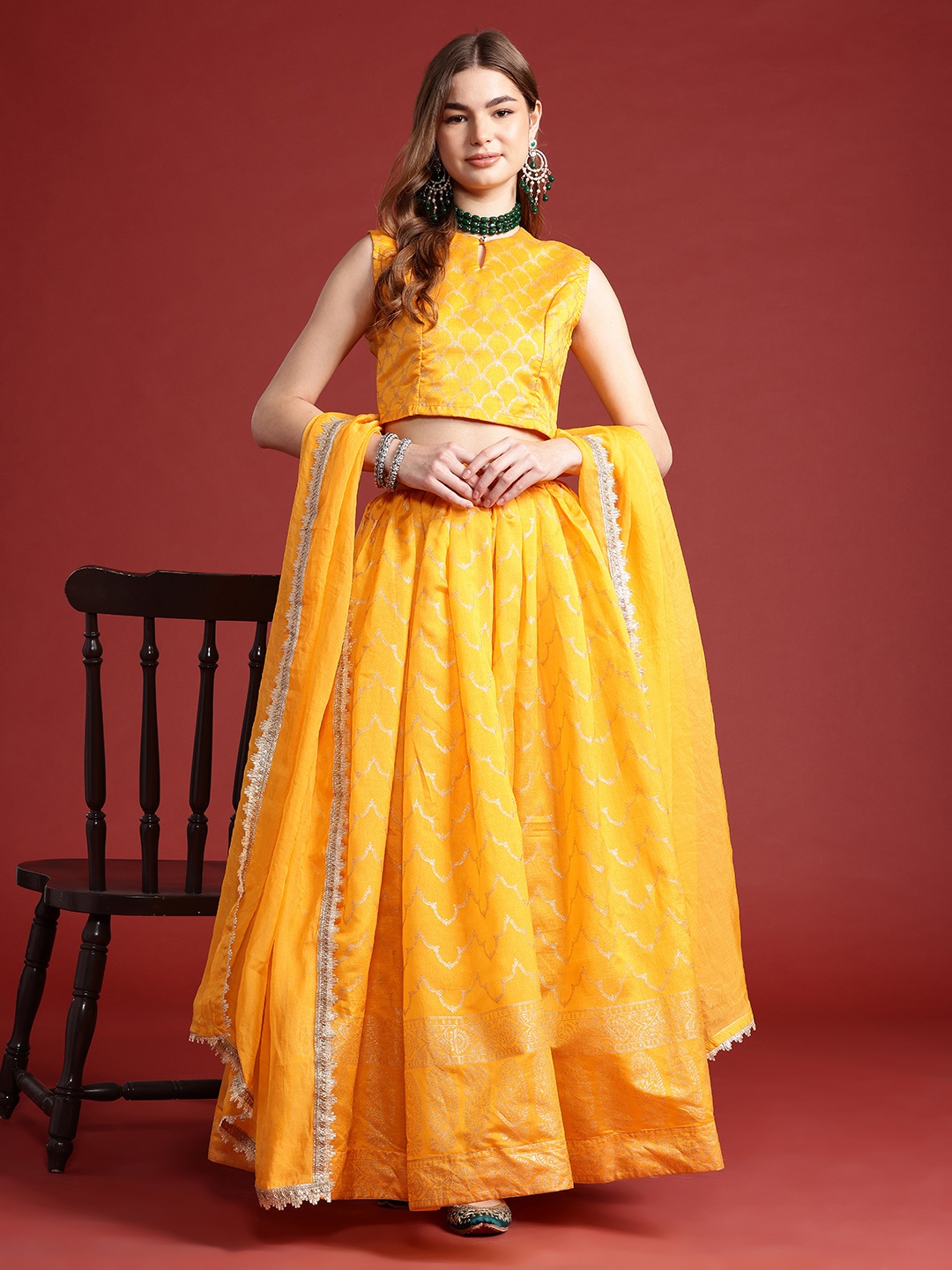 

Anouk Printed Ready to Wear Lehenga Choli With Dupatta, Yellow
