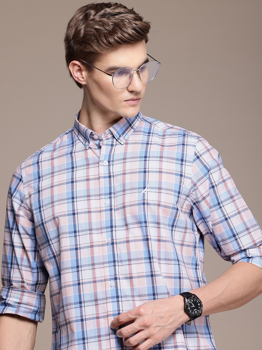 

Nautica Pure Cotton Classic Checked Casual Shirt, Multi