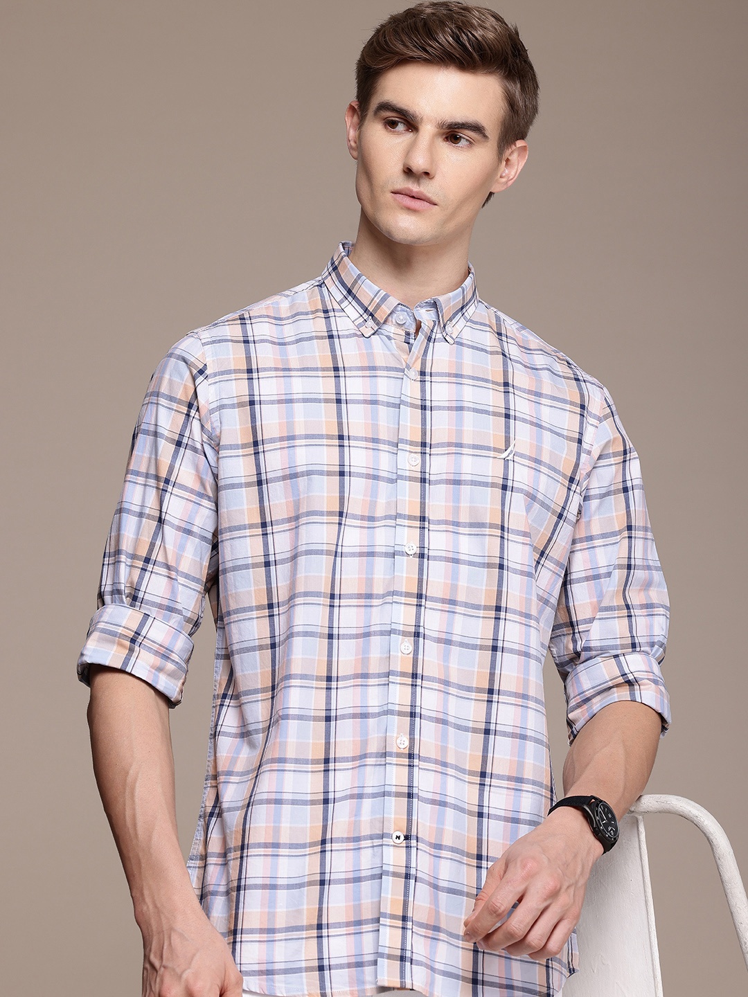 

Nautica Pure Cotton Classic Checked Casual Shirt, Multi