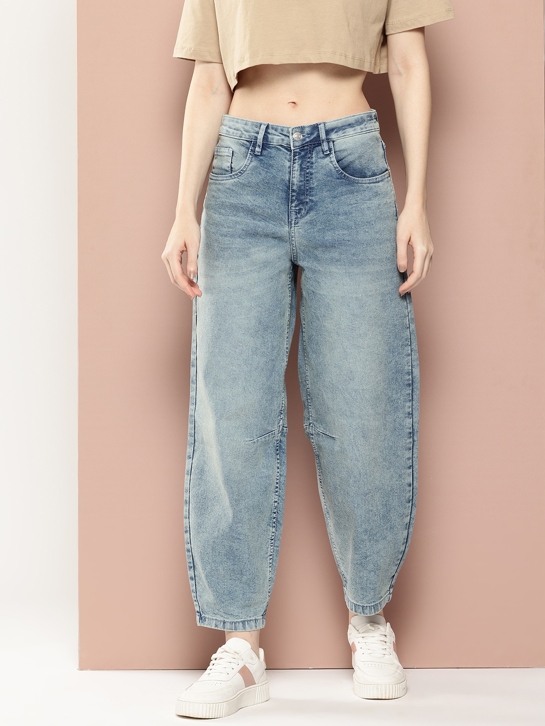 

Harvard Women Light Fade Barrel Stretchable Jeans, Blue
