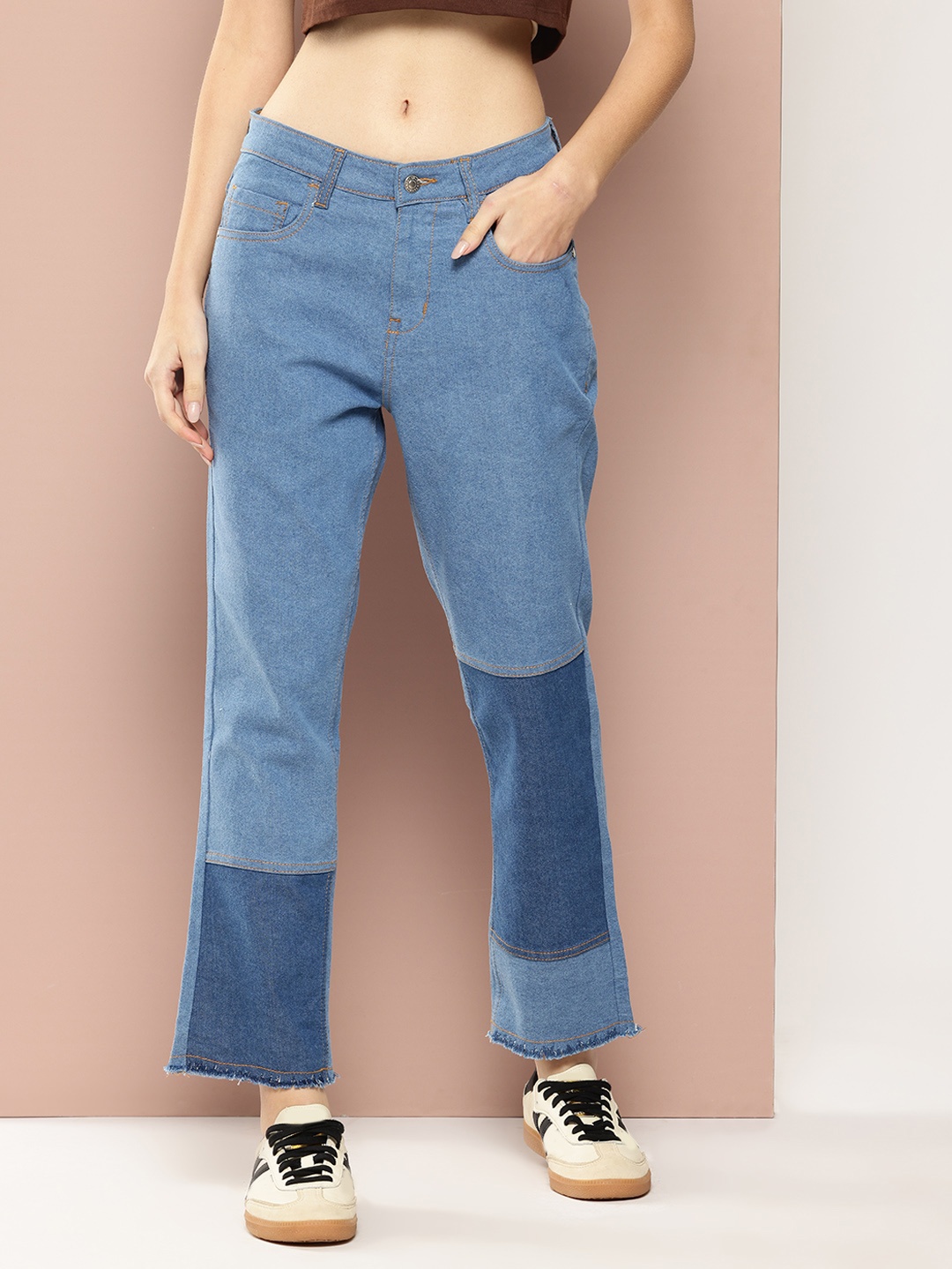 

Harvard Women Mid-Rise Cropped Stretchable Jeans, Blue