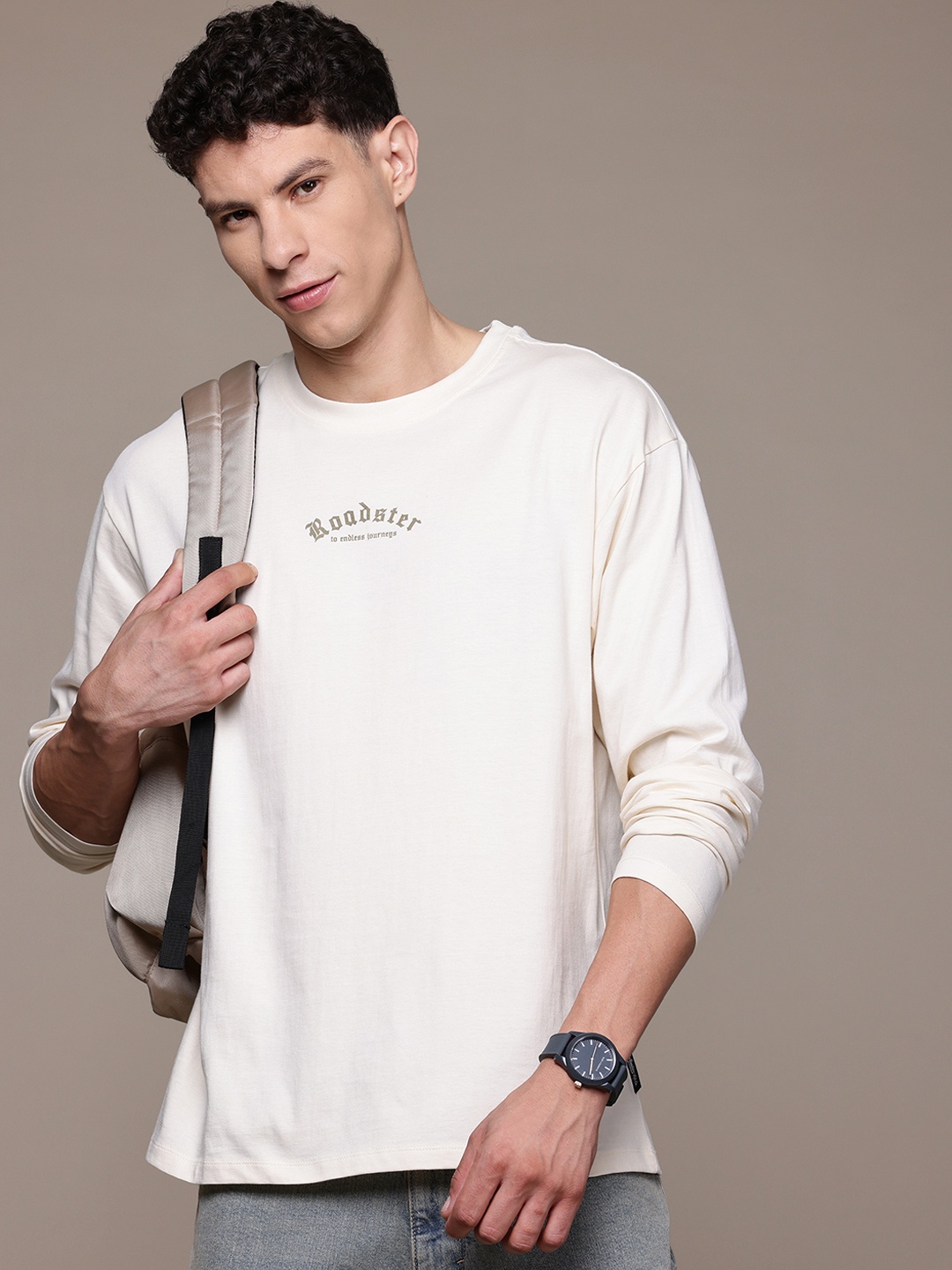 

The Roadster Lifestyle Co. Relaxed Pure Cotton T-shirt, Cream