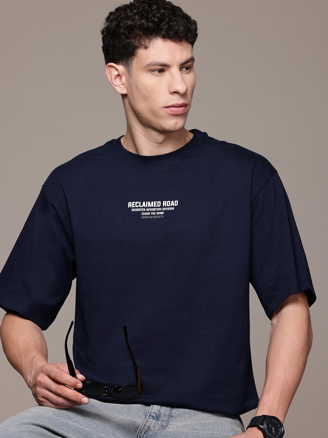 

The Roadster Lifestyle Co. Relaxed Pure Cotton T-shirt, Navy blue