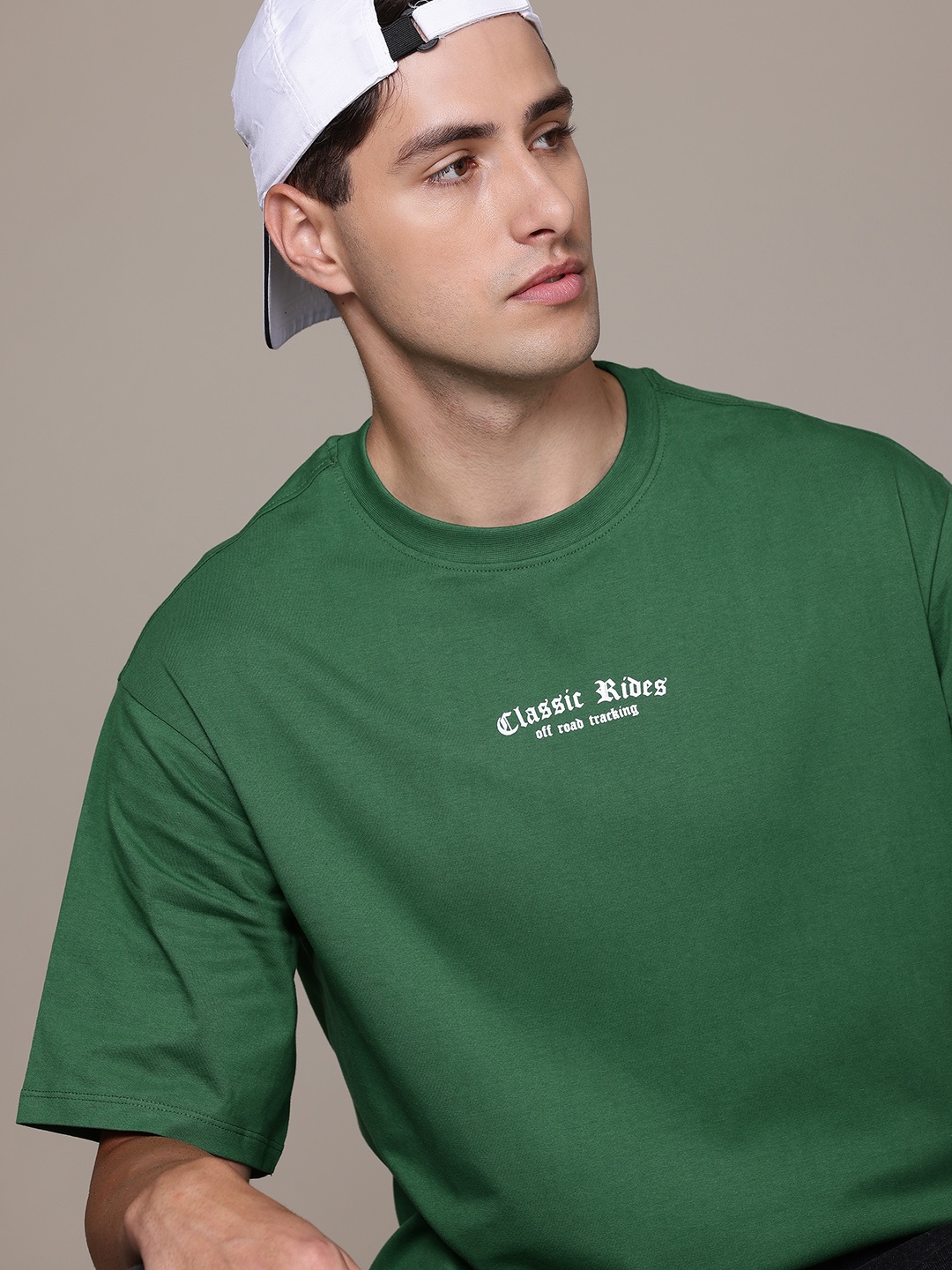 

The Roadster Lifestyle Co. Relaxed Fit Pure Cotton T-shirt, Green