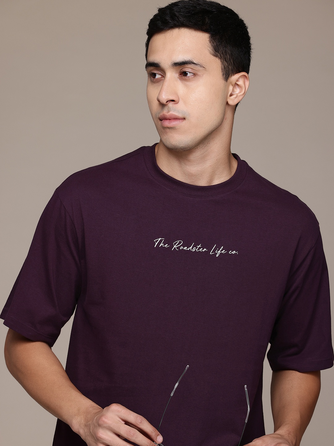 

Roadster The Life Co. Typography Printed Relaxed Fit Pure Cotton T-shirt, Purple
