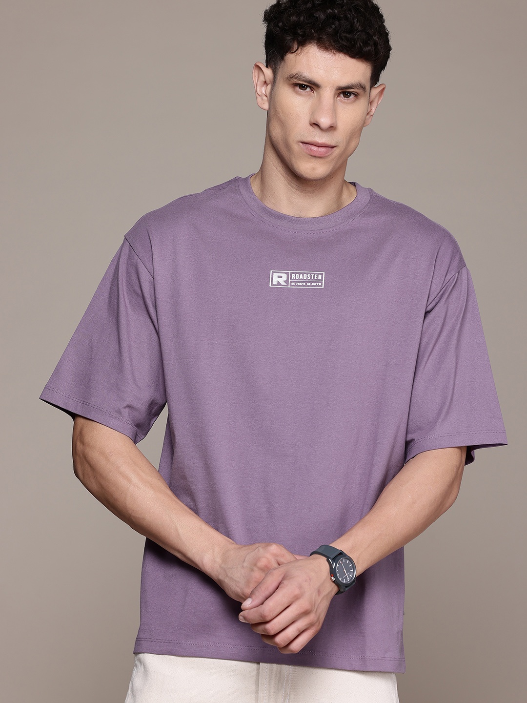 

The Roadster Lifestyle Co. Relaxed Fit Pure Cotton T-shirt, Purple