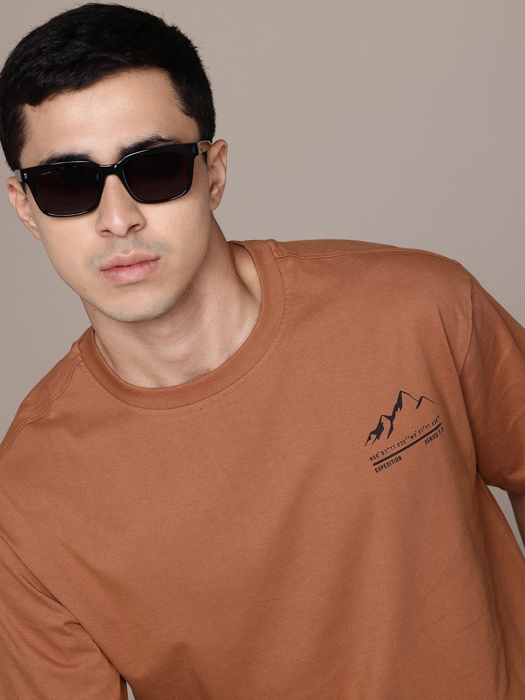 

Roadster The Life Co. Relaxed Fit Pure Cotton T-shirt, Rust