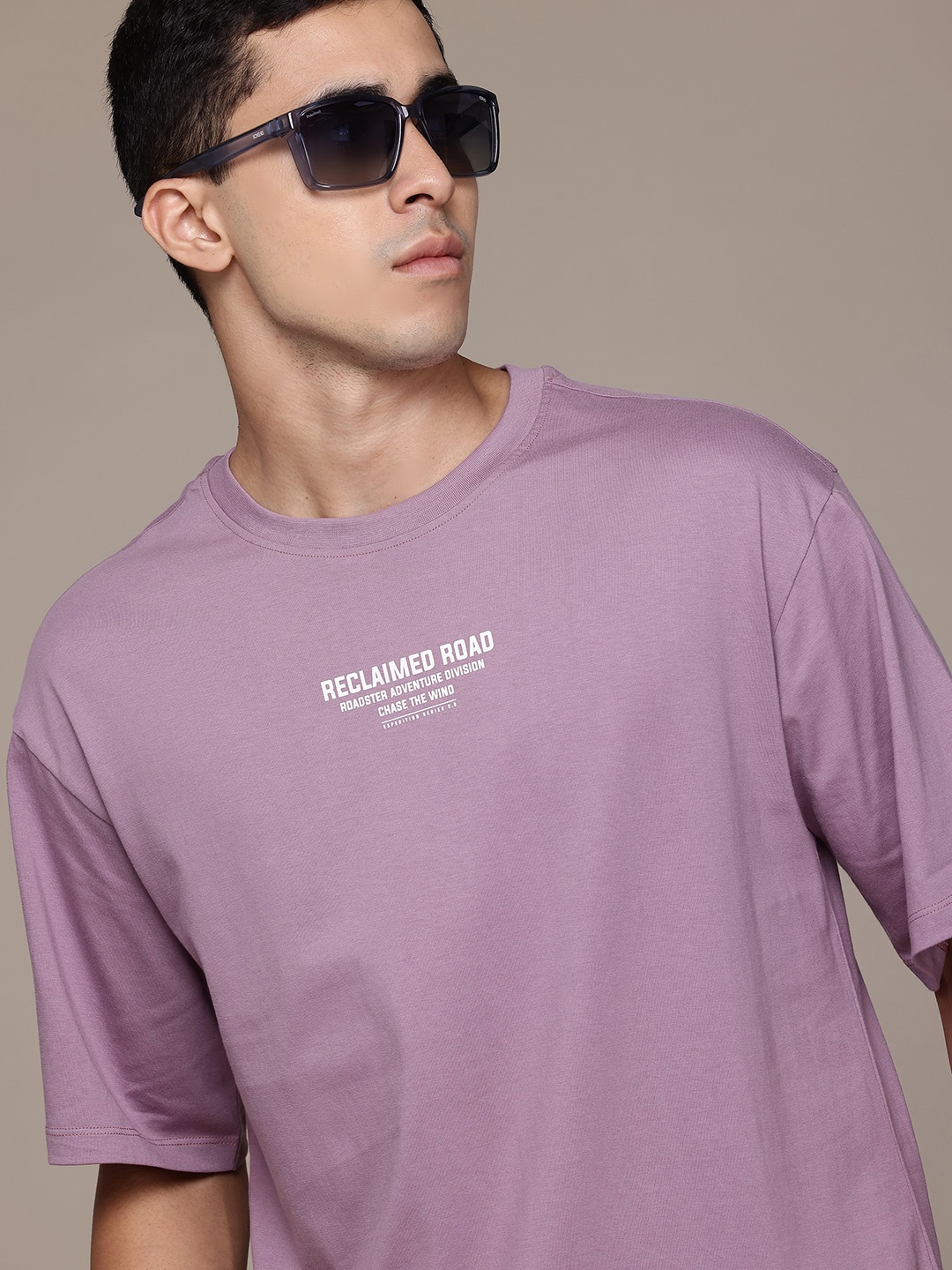 

Roadster The Life Co. Typography Printed Relaxed Fit Pure Cotton T-shirt, Lavender