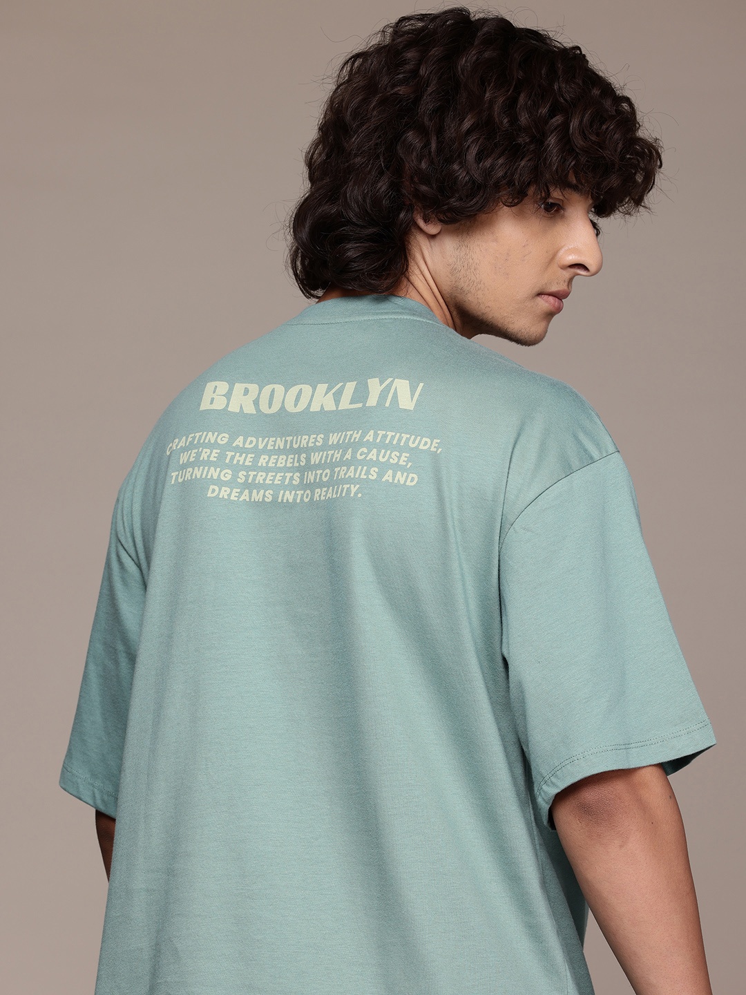 

The Roadster Lifestyle Co. Typography Print Relaxed Pure Cotton T-shirt, Green