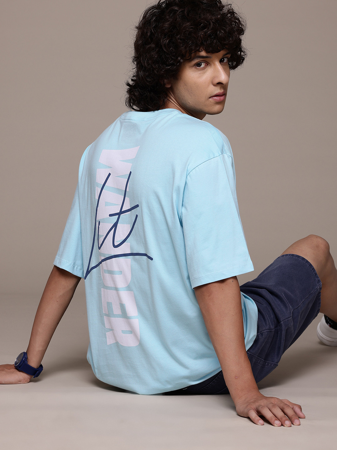 

The Roadster Lifestyle Co. Typography Printed Relaxed Fit Pure Cotton T-shirt, Blue