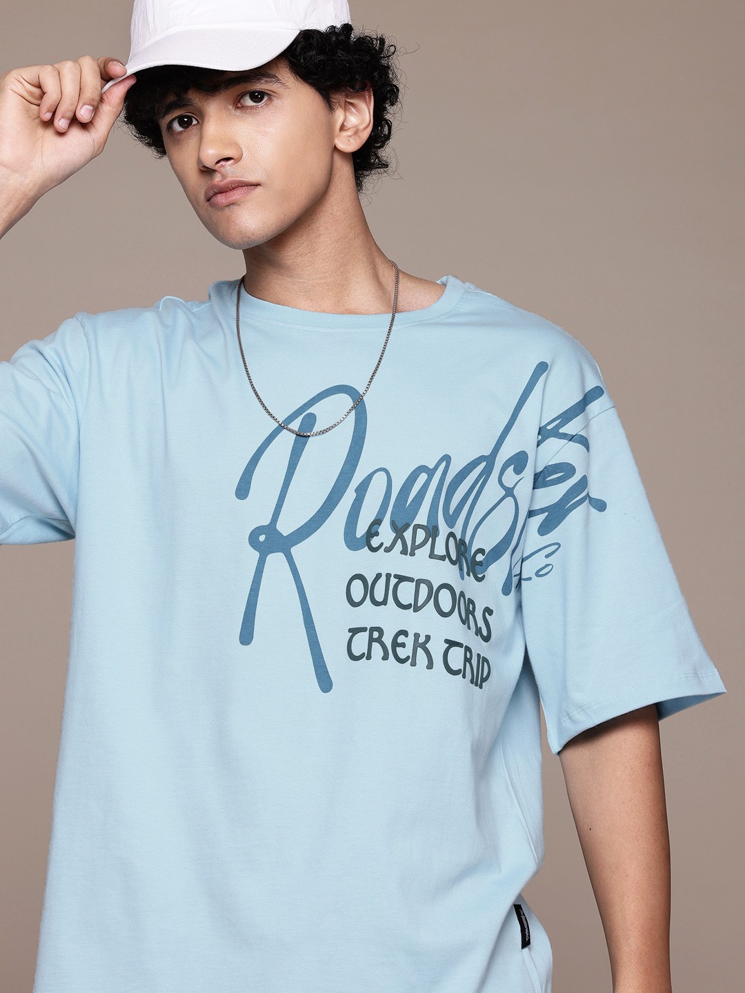 

The Roadster Lifestyle Co. Typography Printed Relaxed Fit Pure Cotton T-shirt, Blue